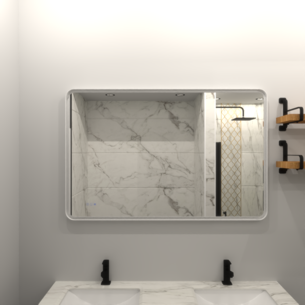 24 X 32 Rectangular Framed Dimmable Anti-Fog LED Wall Bathroom Vanity Mirror Lighted Mirror