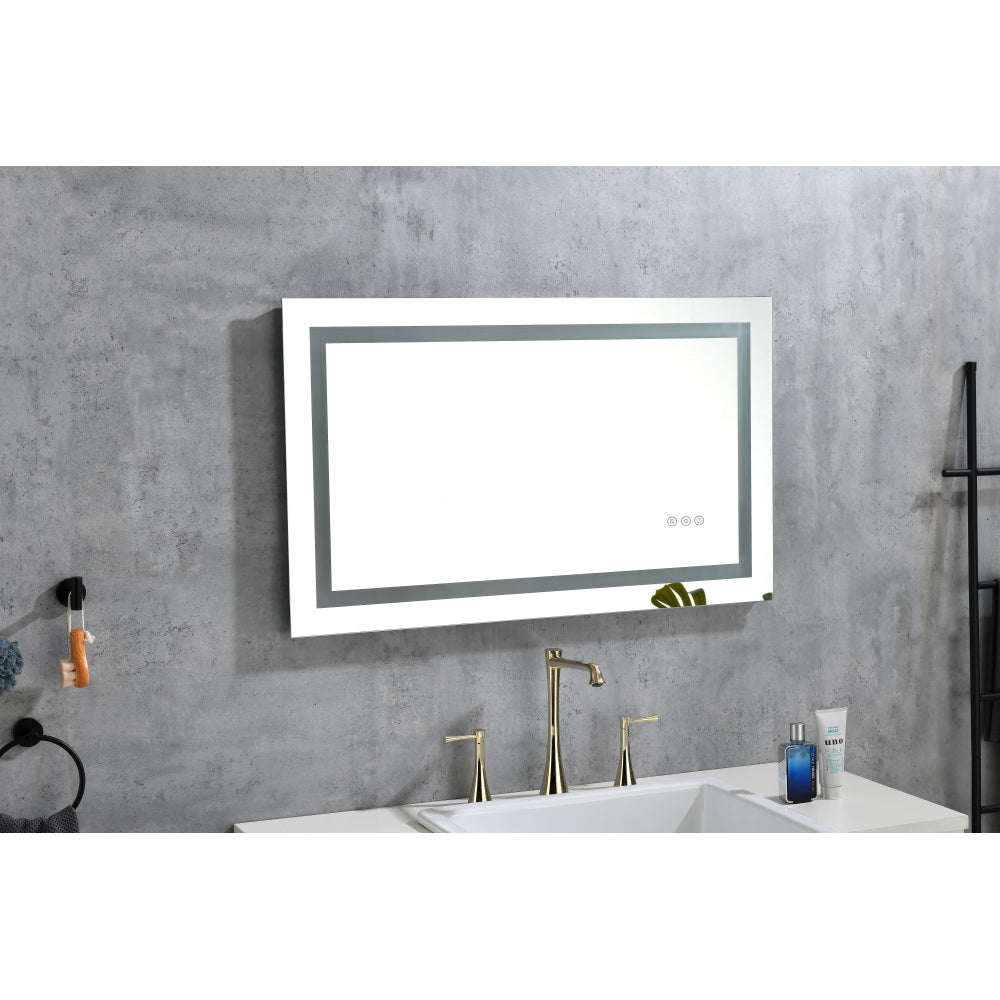 84 x 48 Inch LED Bathroom Mirror with Front and Backlight, Wall Mounted Vanity Mirror, Anti-Fog, Memory, 3 Colors, Stepless Dimmable