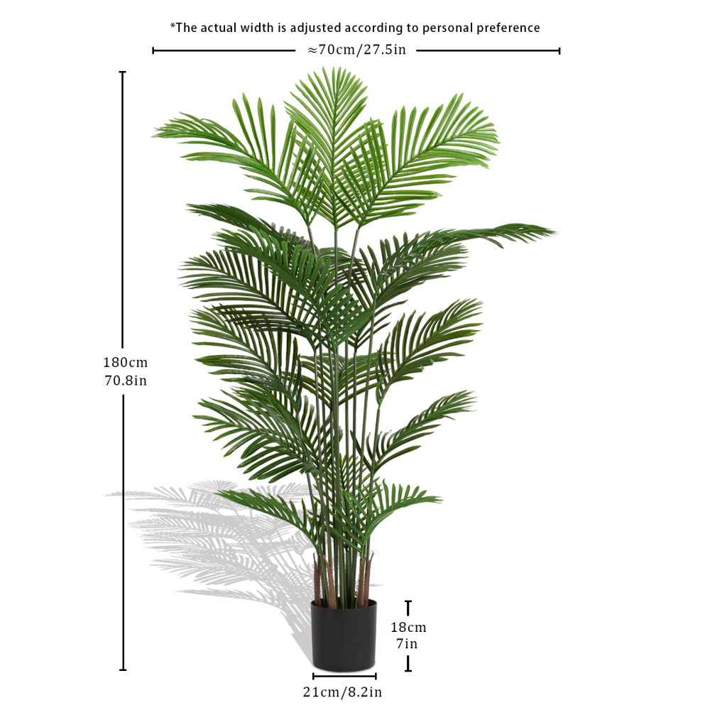 Artificial Areca Palm Plant, 180cm Tall Faux Tropical Tree in Pot for Indoor Outdoor Home, Office, or Garden Modern Decoration, 2pcs/set