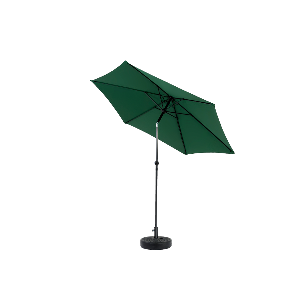 9FT Outdoor Patio Umbrella Outdoor Table Umbrella with Push Button Tilt and Crank, Market Umbrella 6 Sturdy Ribs , Deck, Backyard, Pool (Base Not Included) - ( Dark green )