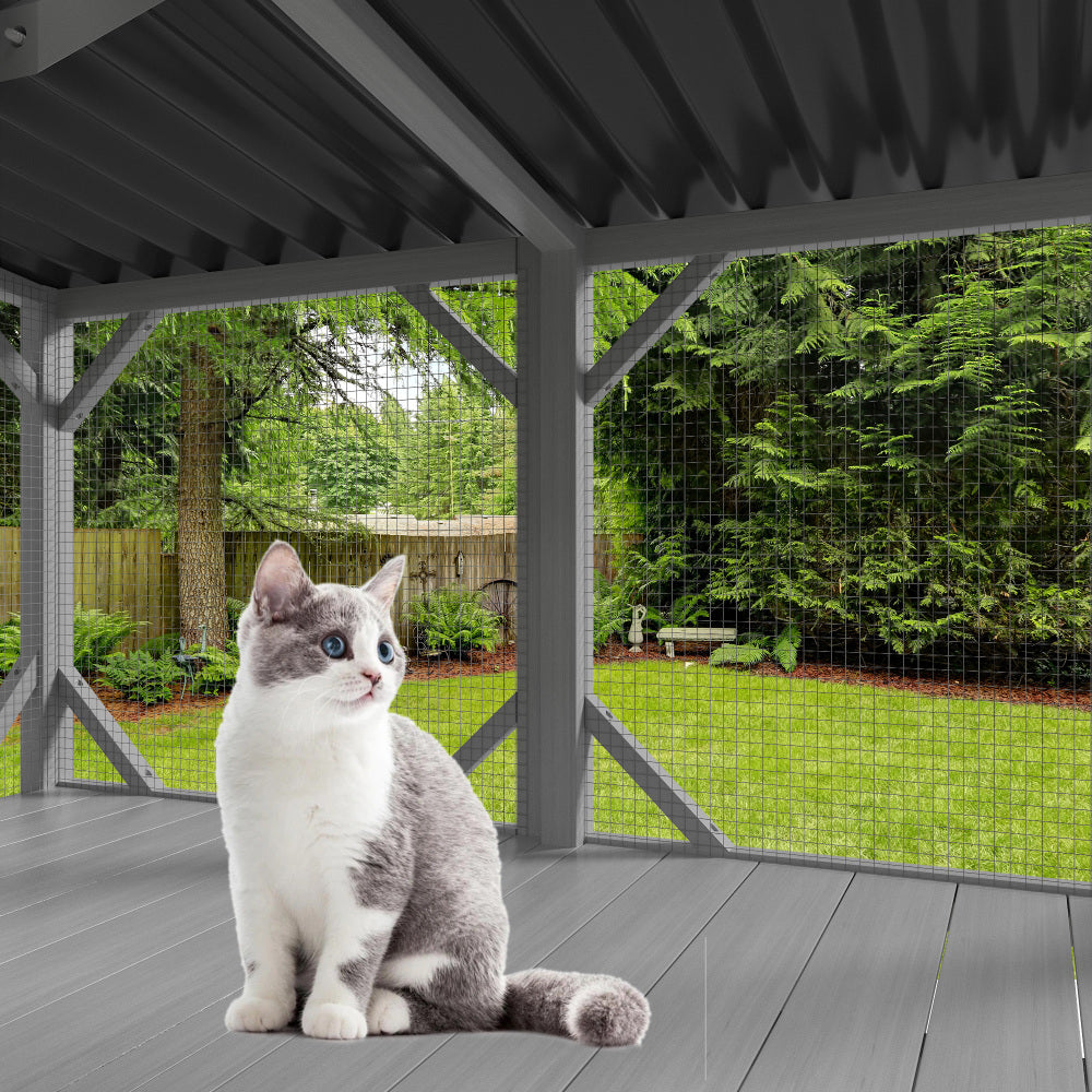 Cat Catio, Cat Window Perch for Large Indoor Cats - for Sunbathing, Napping & Overlooking, Wooden Cat Window Hammock for Safely Enjoying The Outdoor Sights Scents and Sounds