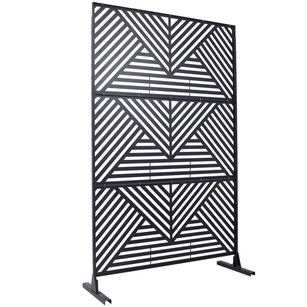 Outdoor & Indoor Privacy Screen Metal Privacy Screen 76" H×48" W, Freestanding Decorative Privacy Screen for Deck Balcony Patio, Privacy Fence Panels for Outside Lawn Garden PS101 BLACK