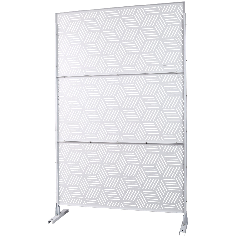 Outdoor & Indoor Privacy Screen Metal Privacy Screen 76" H×48" W, Freestanding Decorative Privacy Screen for Deck Balcony Patio, Privacy Fence Panels for Outside Lawn Garden PS116 WHITE