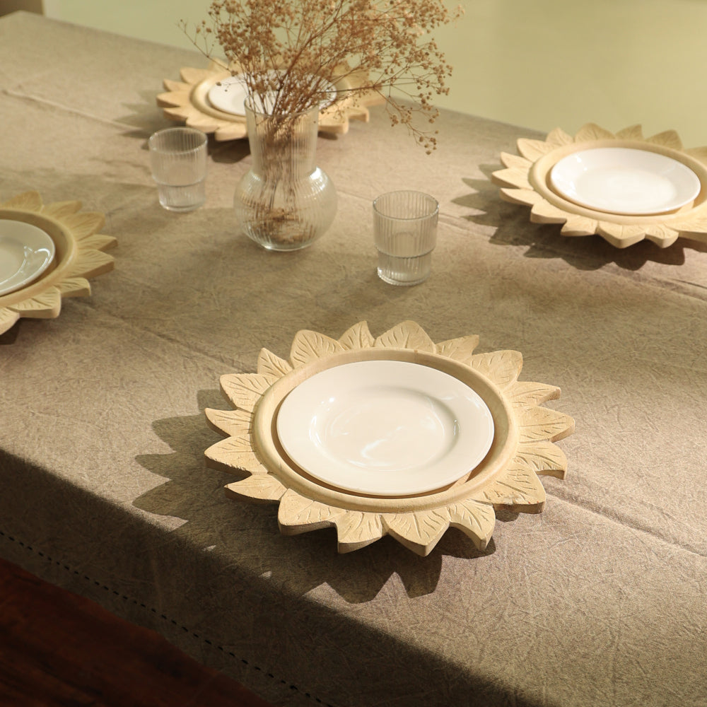 Handcrafted 13" Wood Charger Plate Wooden Dinning Placemat Artisan Wood Tableware