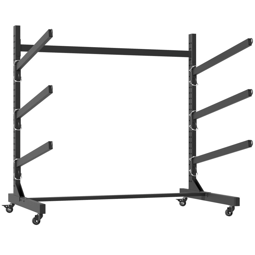 41"H Freestanding Kayak Storage Rack – Holds 3 Kayaks, Heavy-Duty Adjustable Stand with Lockable Wheels for Kayak, Canoe, SUP & Surfboard, 45.87"W*28.94"D*41"H