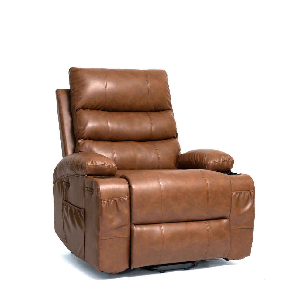 21"seat width,large size Electric Power Lift Recliner Chair Sofa for Elderly, 8 point vibration Massage and lumber heat, Remote Control, Side Pockets and Cup Holders, cozy fabric, overstuffed arm pu