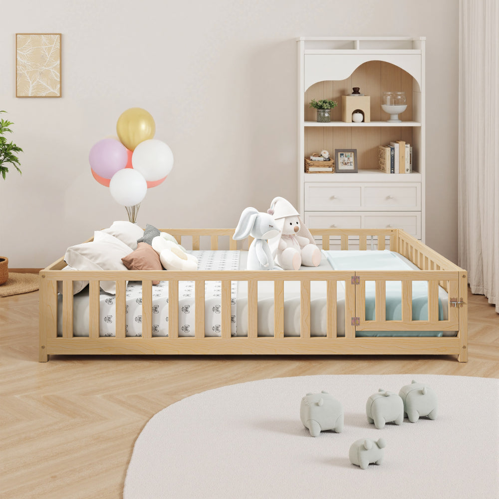 Headboard Storage Cabinet for Full-size Montessori Floor Bed , Grey,Freely collocation