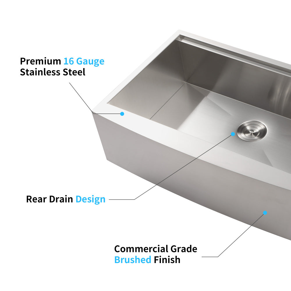30x22x10"Farmhouse Apron Single Bowl Stainless Steel Kitchen Sink with Workstation