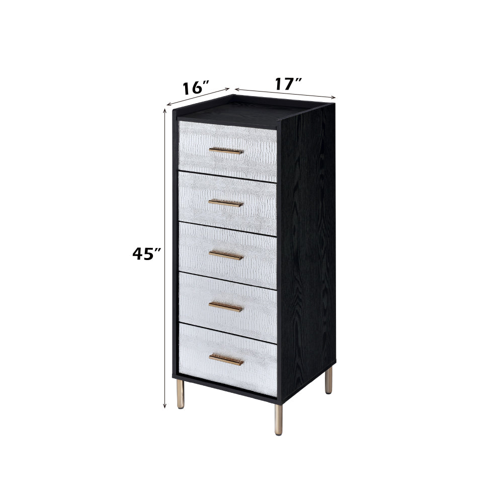 Myles Black, Silver & Gold Finish Jewelry Armoire