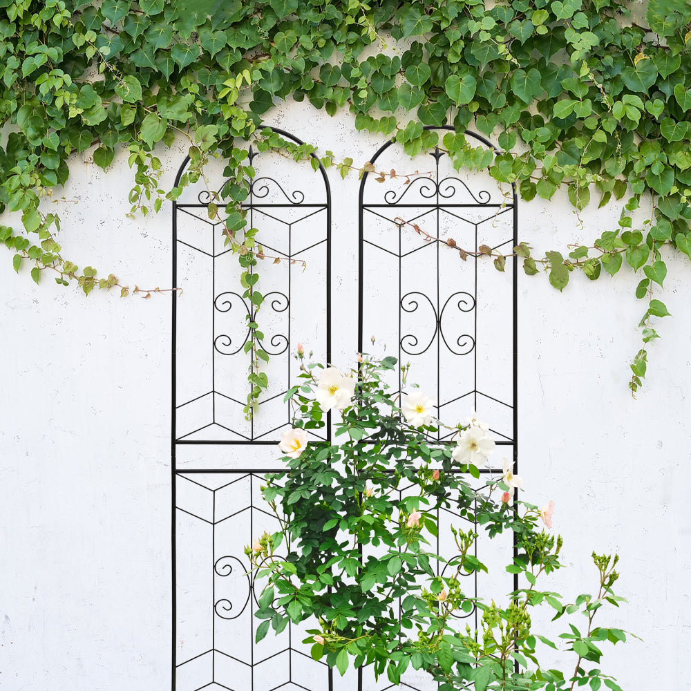 2 Pack Metal Garden Trellis 71" x 19.7" Rustproof Trellis for Climbing Plants Outdoor Flower Support Black