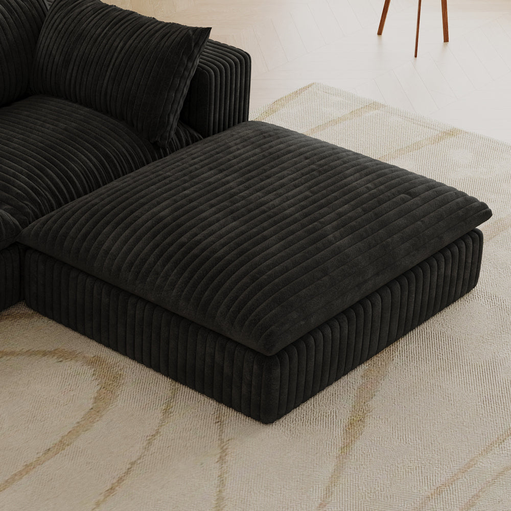 Cloud Sofa,Corduroy Fabric,Deep Seat Couches,Double-layer design,Removable Cushion,No Assembly, DIY Combination for Living room, Bedroom,Conference room ,Apartment,White