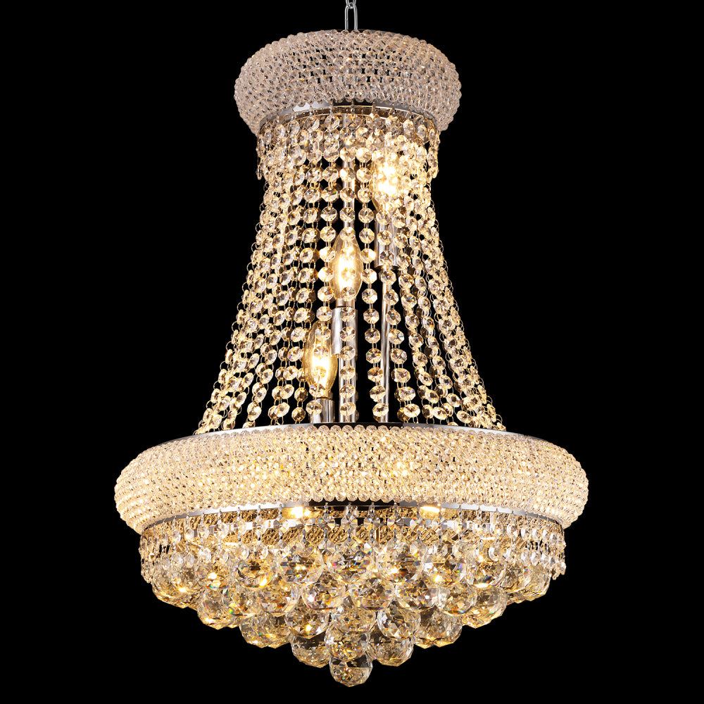 28-Inch Crystal Chandelier Lighting for Dining Room Modern Interior Luxury K9 Bedroom Crystal Chandelier Ceiling Light French Empire Crystal Chandelier Chrome 15 Lights