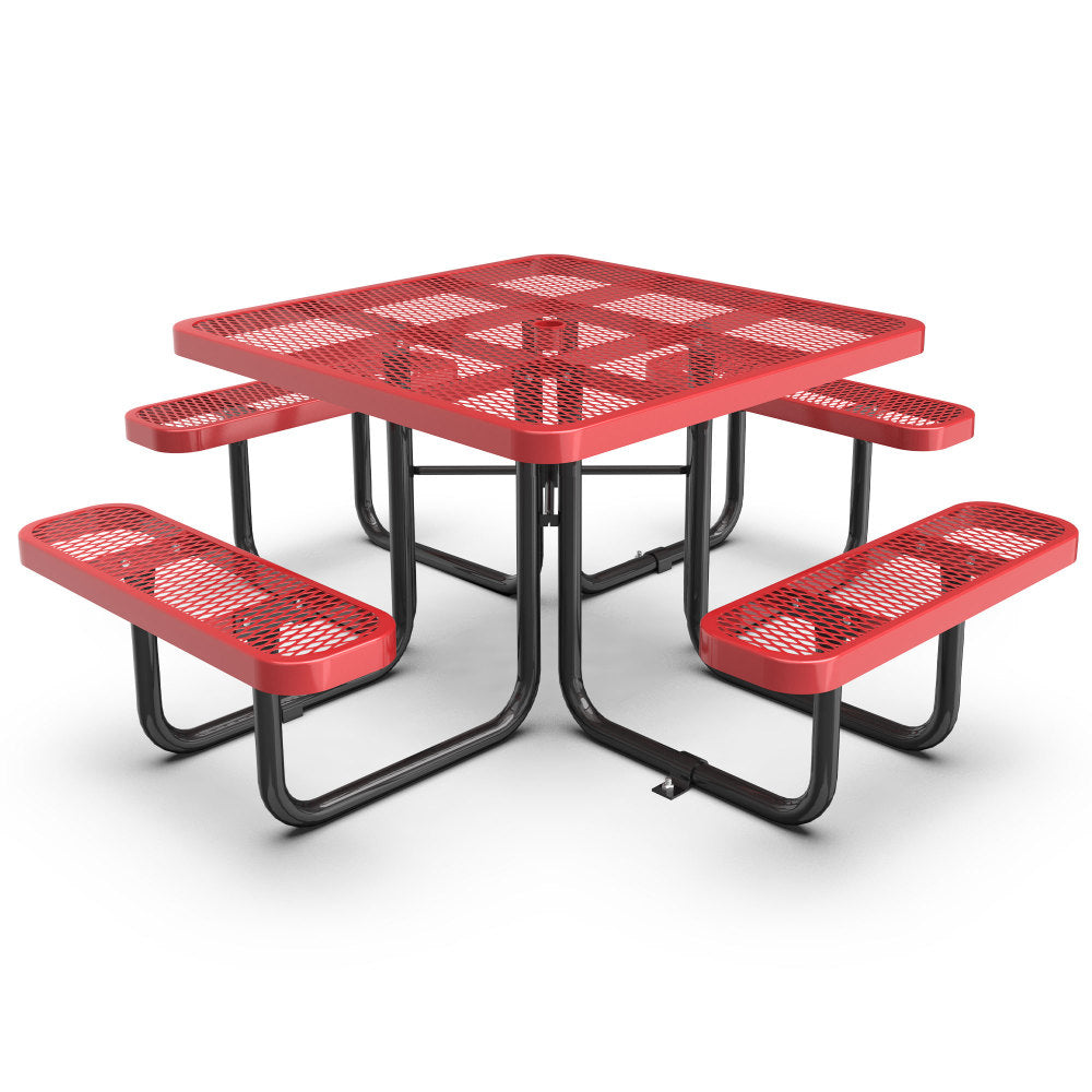 Round Outdoor Steel Picnic Table 46" with umbrella hole,Blue