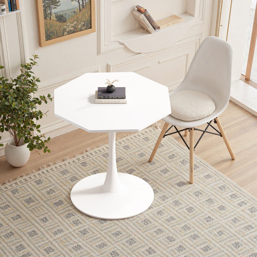 31.50"Modern Octagonal Coffee Table with MDF Table Top,Metal Base, for Dining Room, Kitchen, Living Room,White