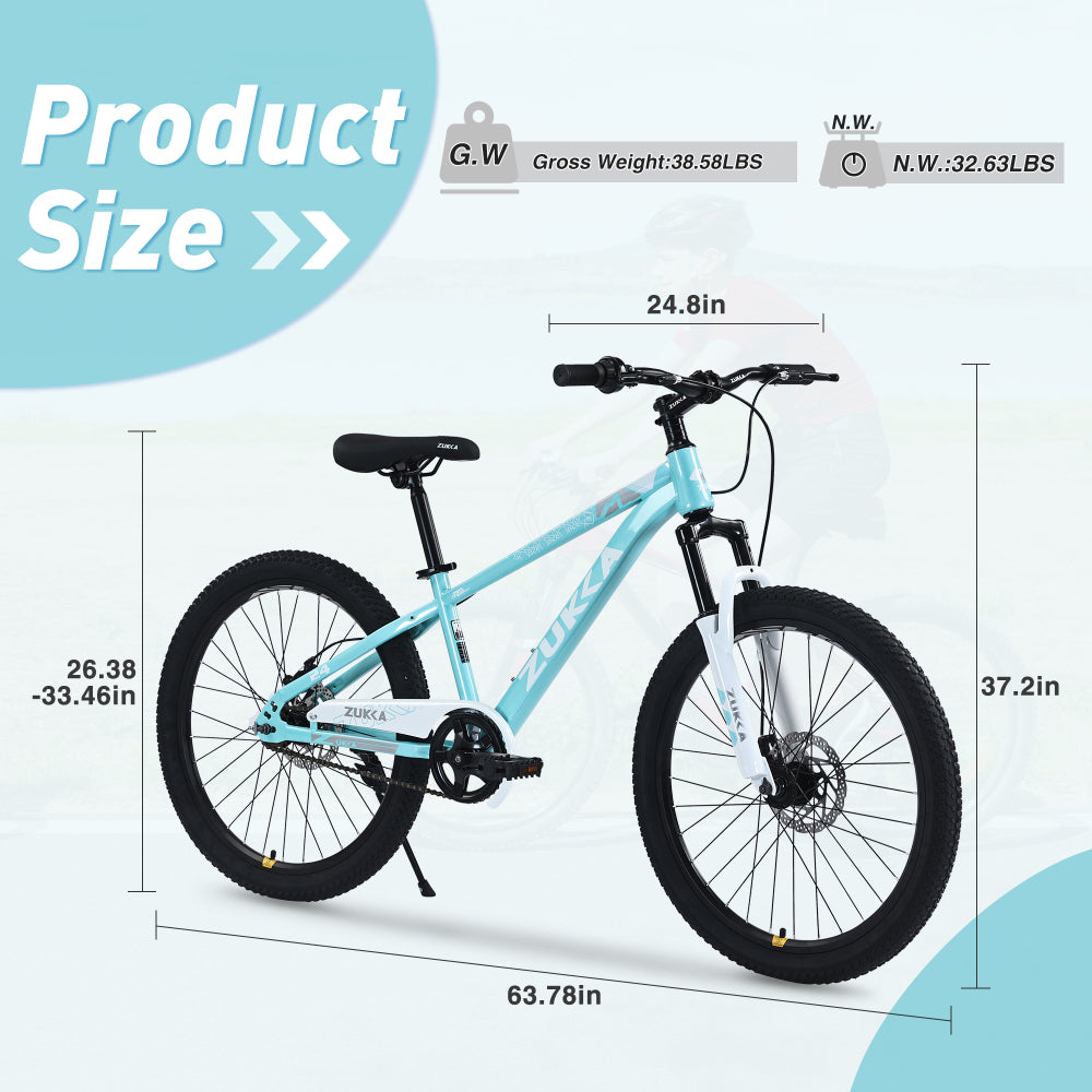 ZUKKA Mountain Bike,24 Inch MTB for Boys and Girls Age 9-12 Years,Multiple Colors