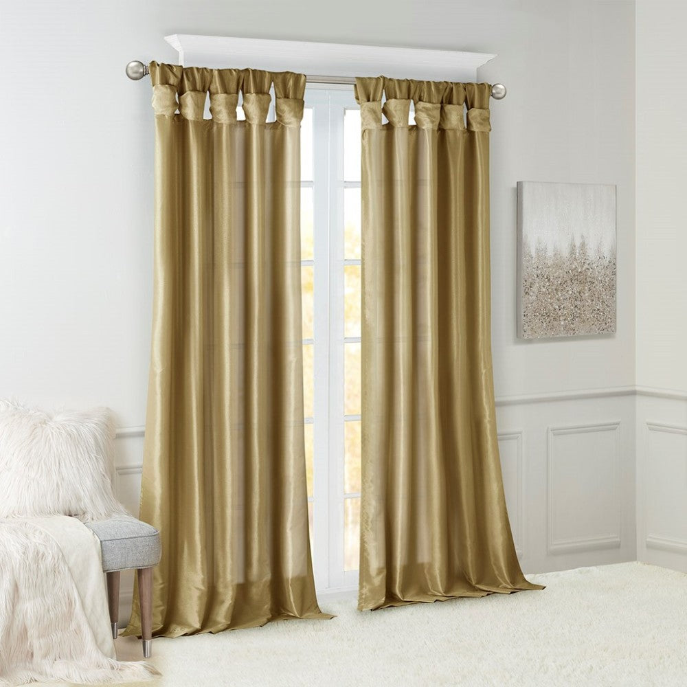 Twist Tab Lined Window Curtain Panel White 50x120"