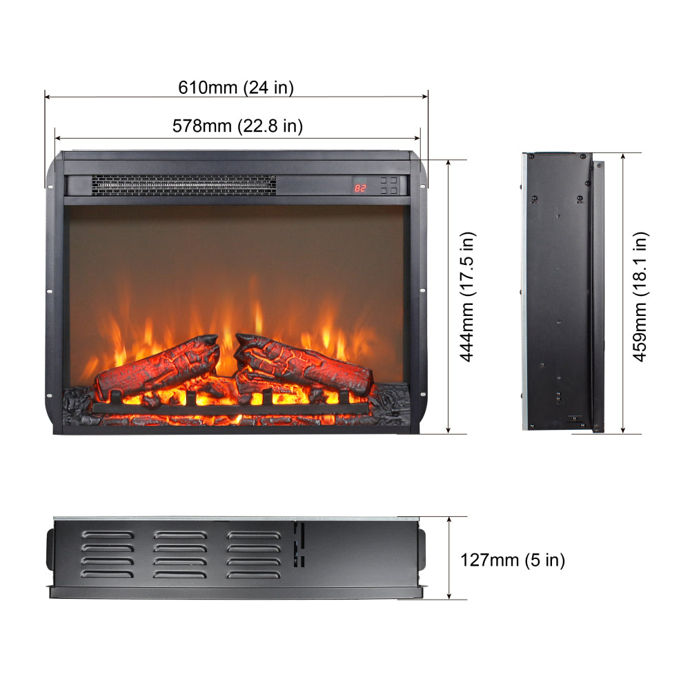 58" Fireplace TV Stand, Entertainment Center with 23" Electric Fireplace, TV Table for TVs up to 70 Inch, Media Console Cabinet with Storage and Glass Doors for Living Room