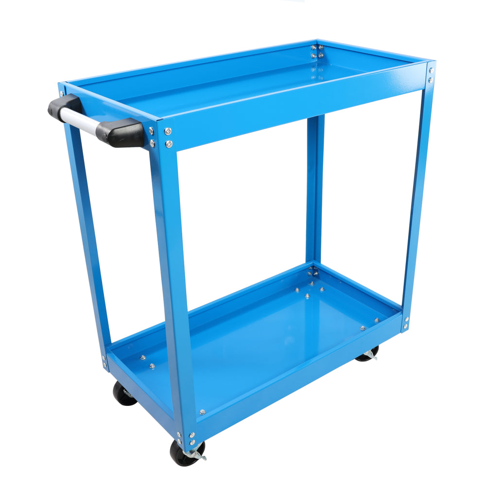 Tool Cart on Wheels, 3 Tier Rolling Mechanic Tool Cart, Heavy Duty Steel Utility Cart w/Lockable Wheels, 450 LBS Capacity Industrial Service Cart for Garage, Warehouse, Workshop (blue)