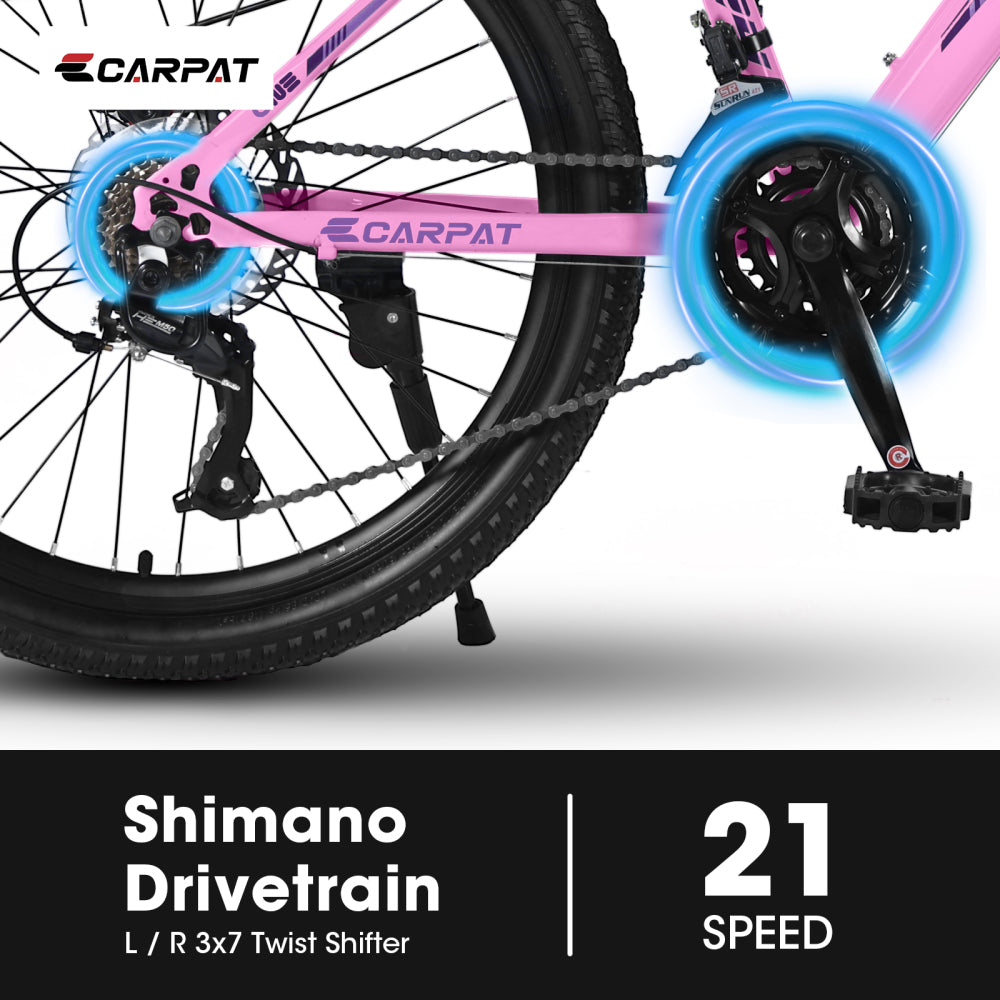 S26103 26 inch Mountain Bike for Teenagers Girls Women, Shimano 21 Speeds with Dual Disc Brakes and 100mm Front Suspension