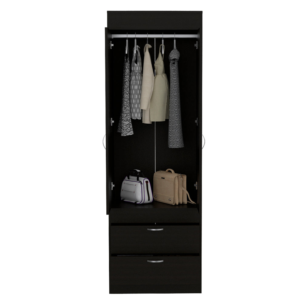 Lisboa Armoire, Rod, Double Door, Two Drawers, Metal Handles