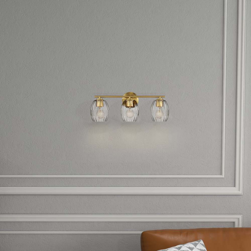 Twilight Brushed Gold Contemporary Vanity Light with Clear Glass, 22"W × 10"H × 7.48"E Dining Room Lighting Fixtures Hanging, Dining Light for Bedroom, Foyer, Hall, Kitchen, Living Room and Entryway