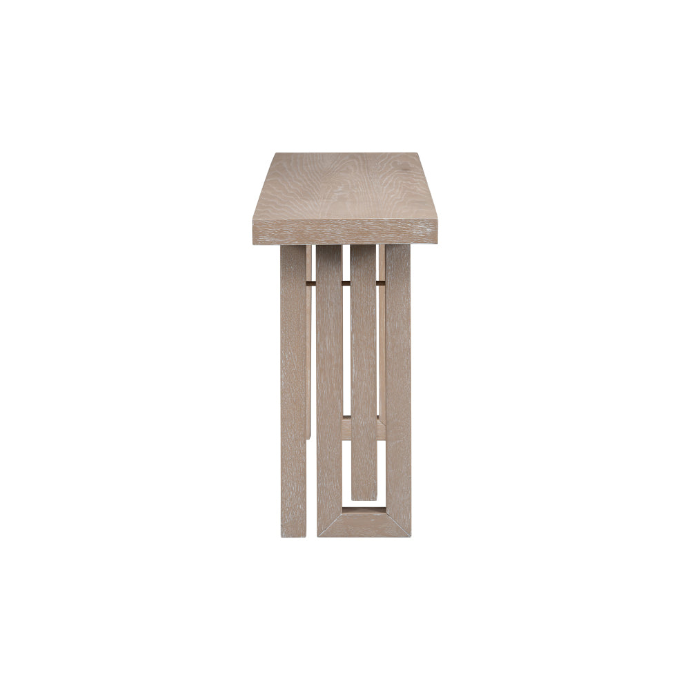 U_STYLE Uniquely Designed Oak Veneer Console Table with Distinctive Side Shapes, Suitable for Entryway, Hallway, Living Room, Foyer, Corridor
