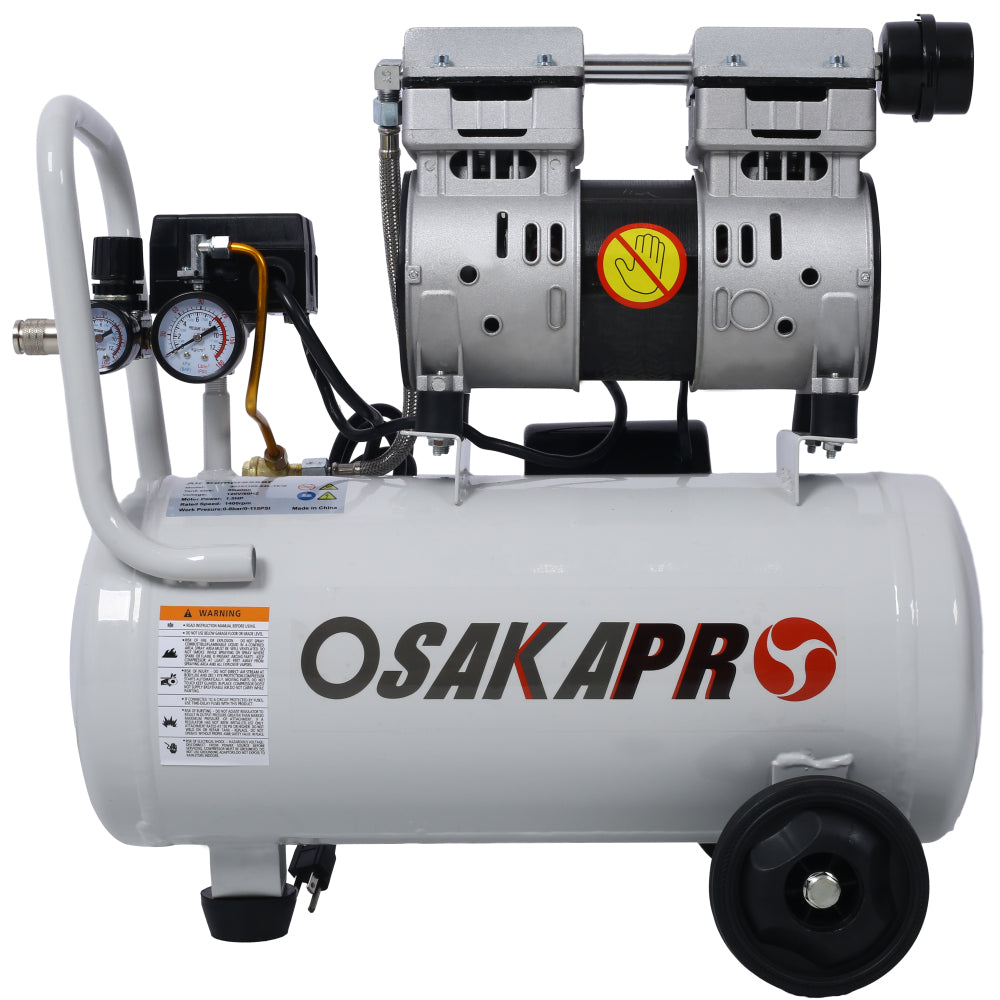 1.5HP Silent Oil-Free Air Compressor 8 Gallon, Oil-Free, Electric Shop Air Compressor Portable,Lightweight with Wheels, 70 dBA Noise Level, with Automatic Drain Valve,Yellow