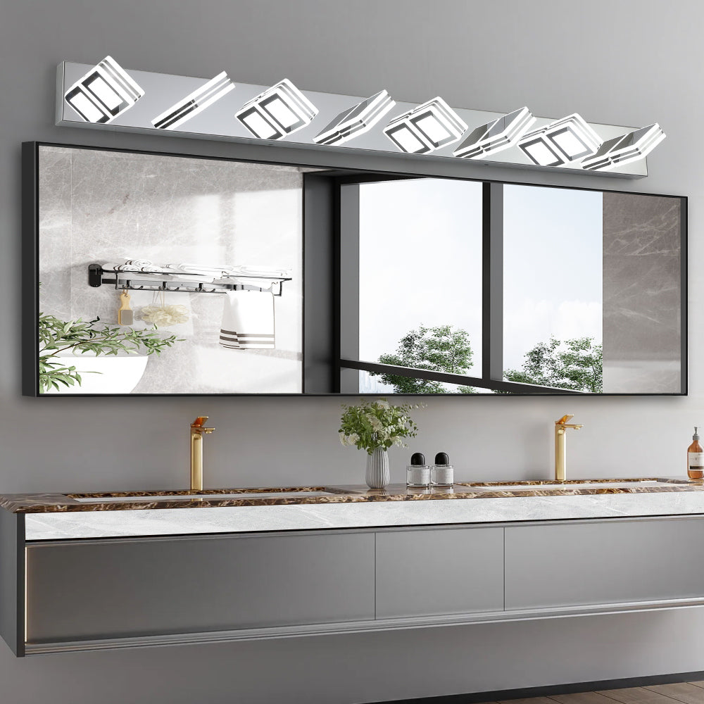 40" Modern 6-Light LED Vanity Light - Sleek Bathroom Wall Fixture, Iron & Acrylic, Dimmable & Energy-Efficient, Ideal for Mirror Lighting