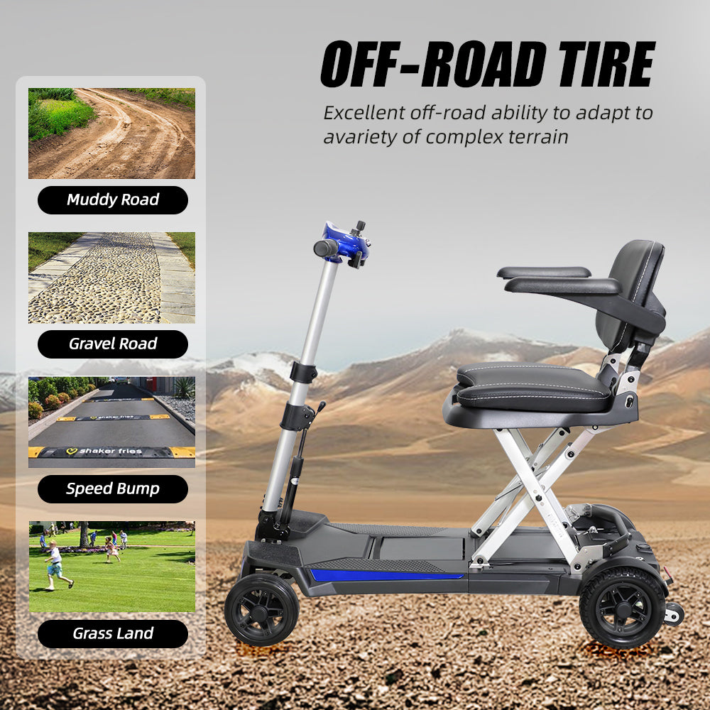 Manaul Folding Scooter M2085 Blue with 26.5 AH Battery and Travel range 24 Miles