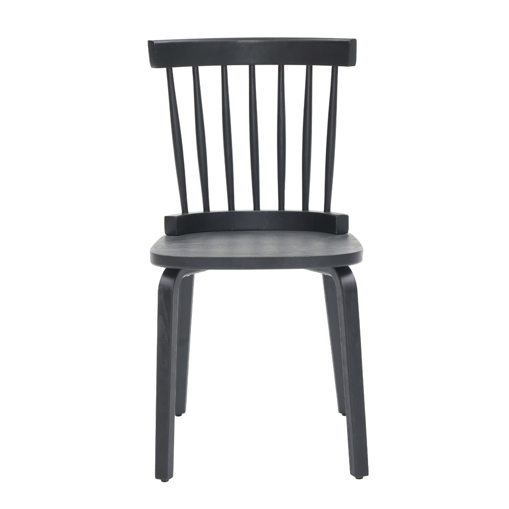 Wood Dining Chairs Set of 2 Farmhouse Spindle Back, Widen Seat, Modern Mid-Century Country Style, Black