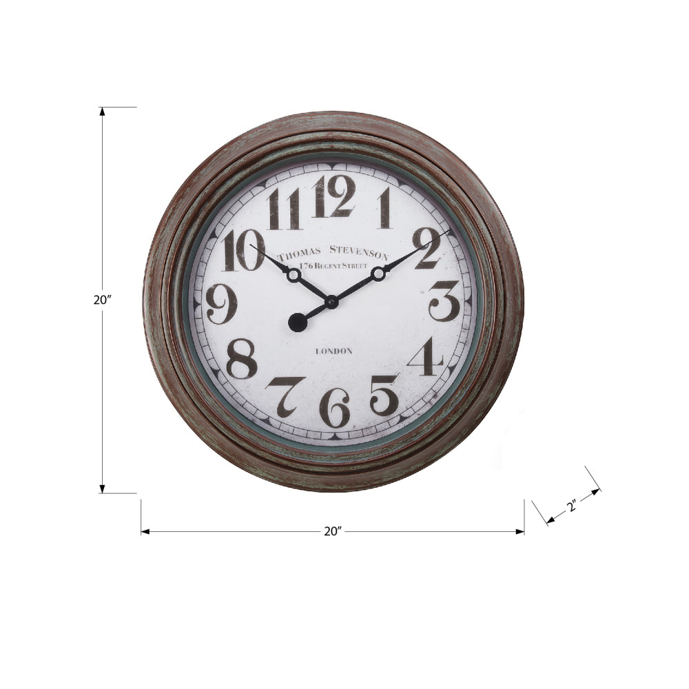 Clocks, 20" Round, Wall Clock, Antique Brown, Transitional
