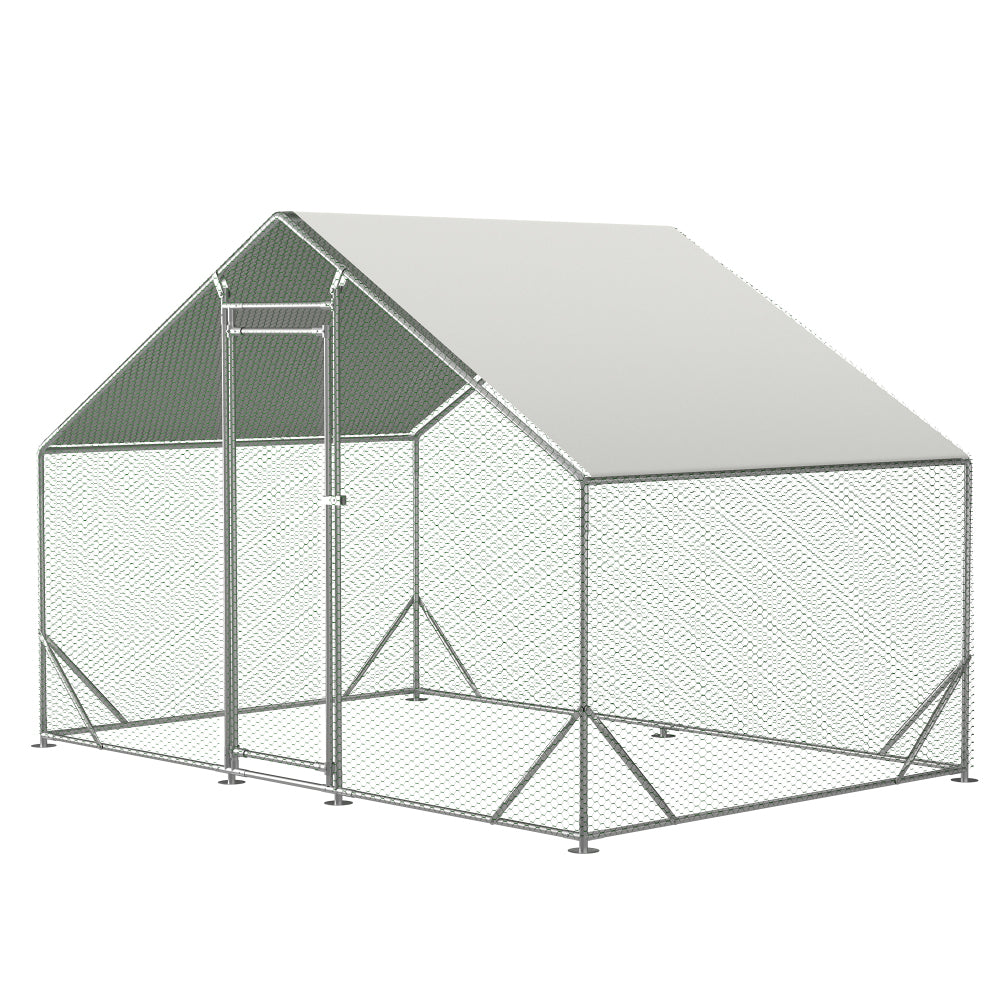 Large Metal Chicken Coop, Walk-in Chicken Run,Galvanized Wire Poultry Chicken Hen Pen Cage, Rabbits Duck Cages with Waterproof and Anti-Ultraviolet Cover for Outside(10' L x 13 W x 6.56' H)