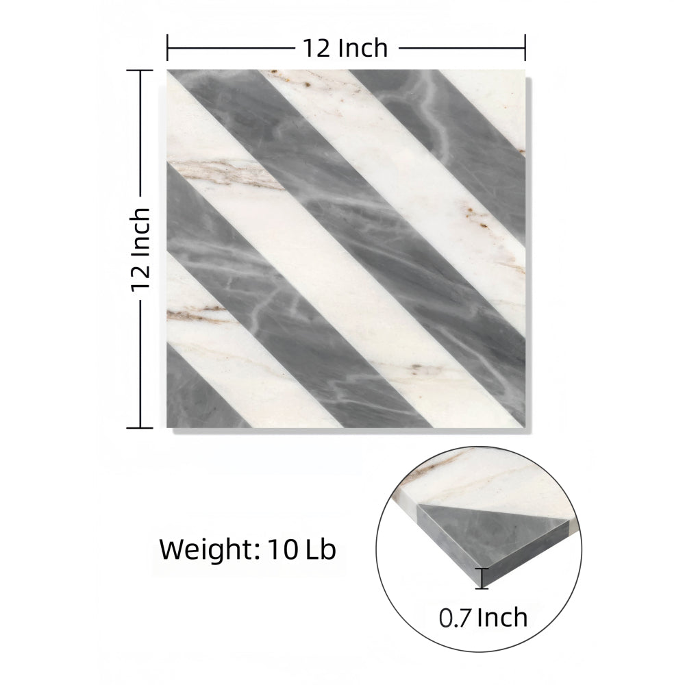 12*12 Waterjet marble,White Grey 2 color, natural marble, for floor and wall,polished marble tile, natural stone, genuine marble, real marble, 1 box 8 pcs