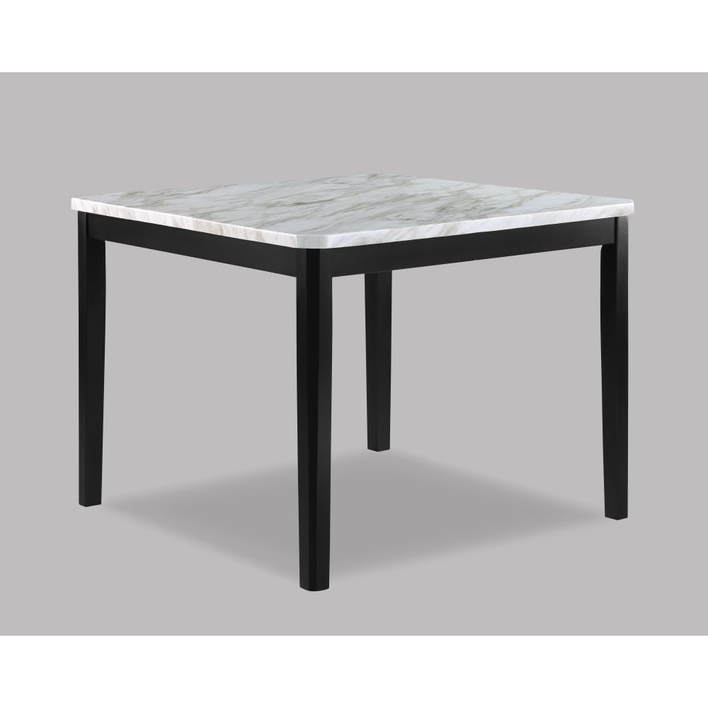 6-Piece Contemporary Dining Set Rectangular Faux Marble Table Top Black Finish Upholstered Chairs Bench Channel Tufting Wooden Solid Wood Dining Room Kitchen Furniture