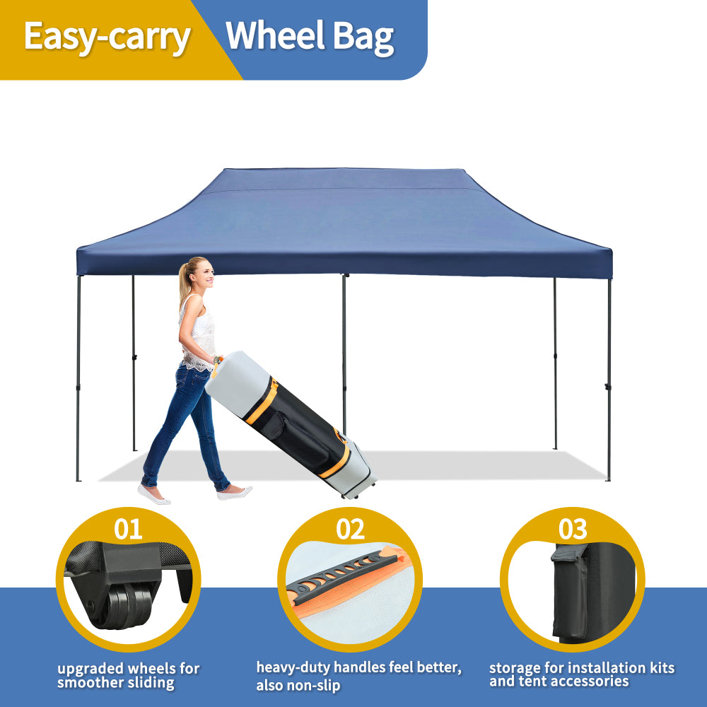 TREXM 10x20 Pop Up Canopy Tent with 6 Sidewalls, Heavy Duty Party Tent, UV and Waterproof Protection, 3 Height Adjustable Outdoor Canopy Tent with Roller Bag for Weddings, Events, and Beach, Navy