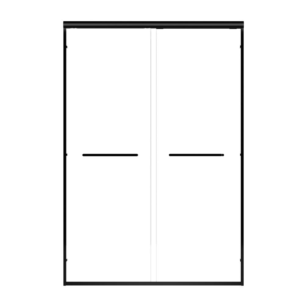 60" W x 72" H Matte Black Aluminum Frame Double Sliding Shower Door with 1/4" (6mm) Nano-Coated Clear Tempered Glass and Dual Stainless Steel Handles