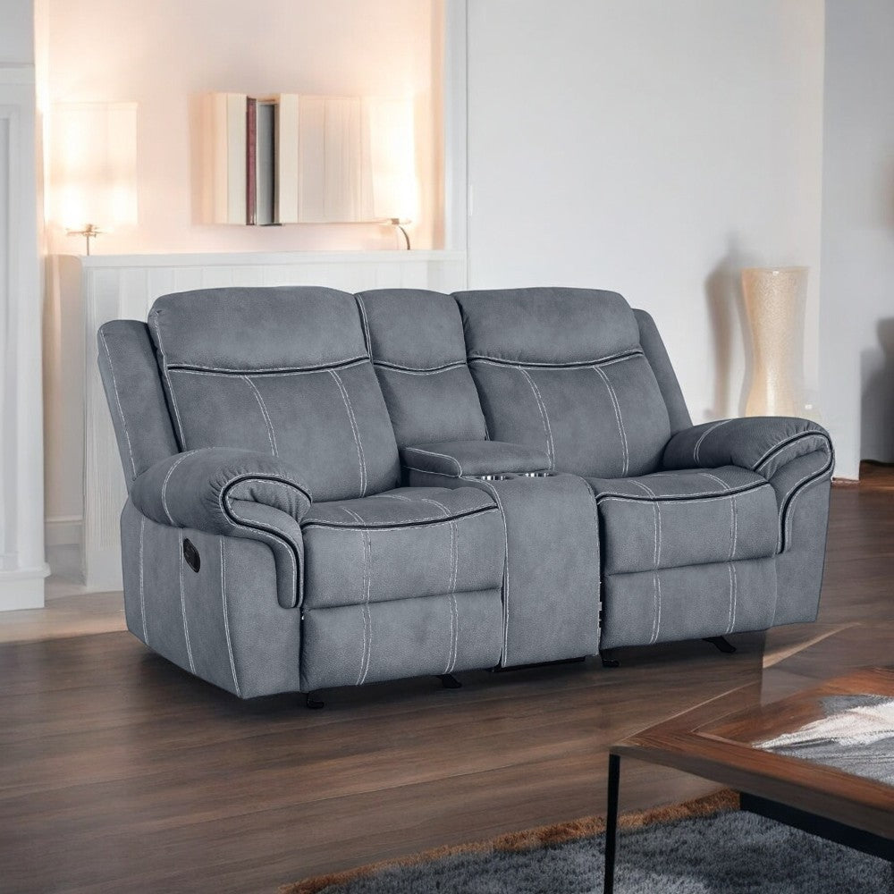 Zubaida Two Tone Chocolate Velvet Recliner Loveseat w/USB Port & Console