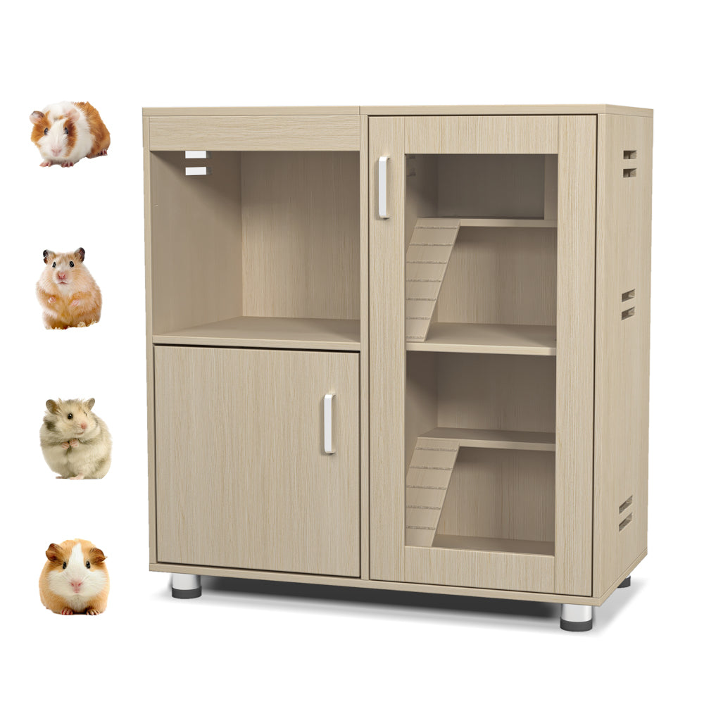 Guinea Pig Cages,4-Tier Hamster Cage Wood with Storage Cabinet, House for Rat Chinchilla, Openable Top, Acrylic Windows, Living World Deluxe Habitat X-Large