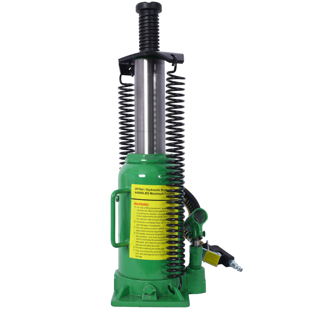 Air Hydraulic Bottle Jack, 20 Ton/44029 LBS All Welded Bottle Jack, 10.2-19.7 inch Lifting Range, Manual Handle and Air Pump, for Car, Pickup, Truck, RV, Auto Repair, Industrial Engineering,Green