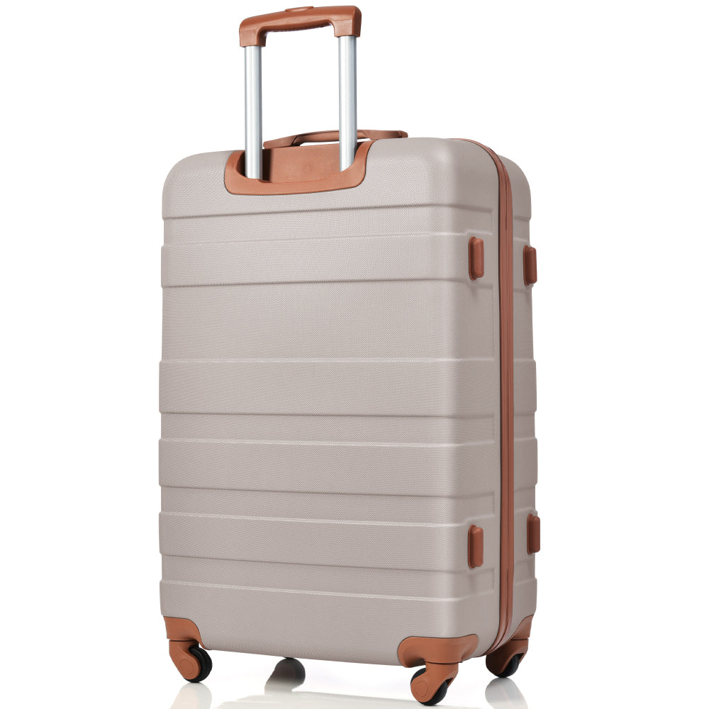 Luggage Sets New Model ABS Hardshell 3pcs Clearance Luggage Hardside Lightweight Durable Suitcase sets Spinner Wheels Suitcase with TSA Lock 20''24''28''( light brown)