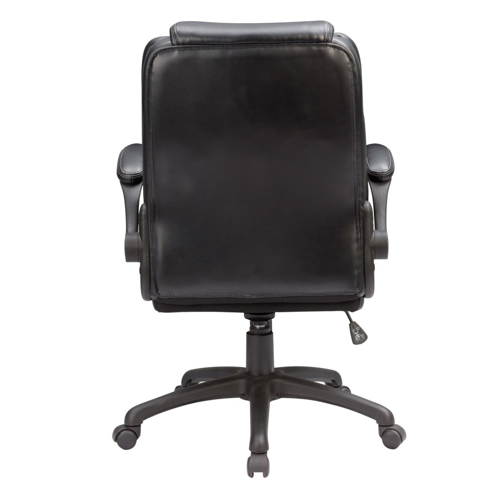 Adjustable Bonded Leather Office Chair with Butterfly Mechanism, 360 Degree Swivel Armchair for Study, Office, Gaming, Black
