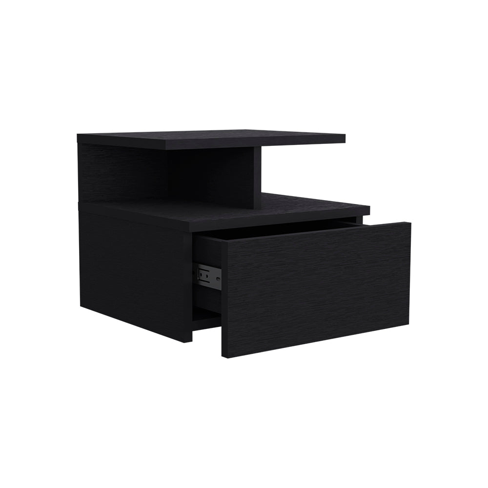 Floating Nightstand Flopini, One Drawer, Black Wengue Finish
