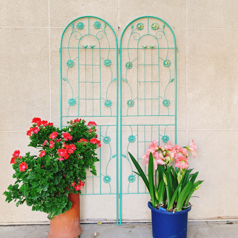 2 Pack Metal Garden Trellis 71" x 19.7" Rustproof Trellis for Climbing Plants Outdoor Flower Support Green