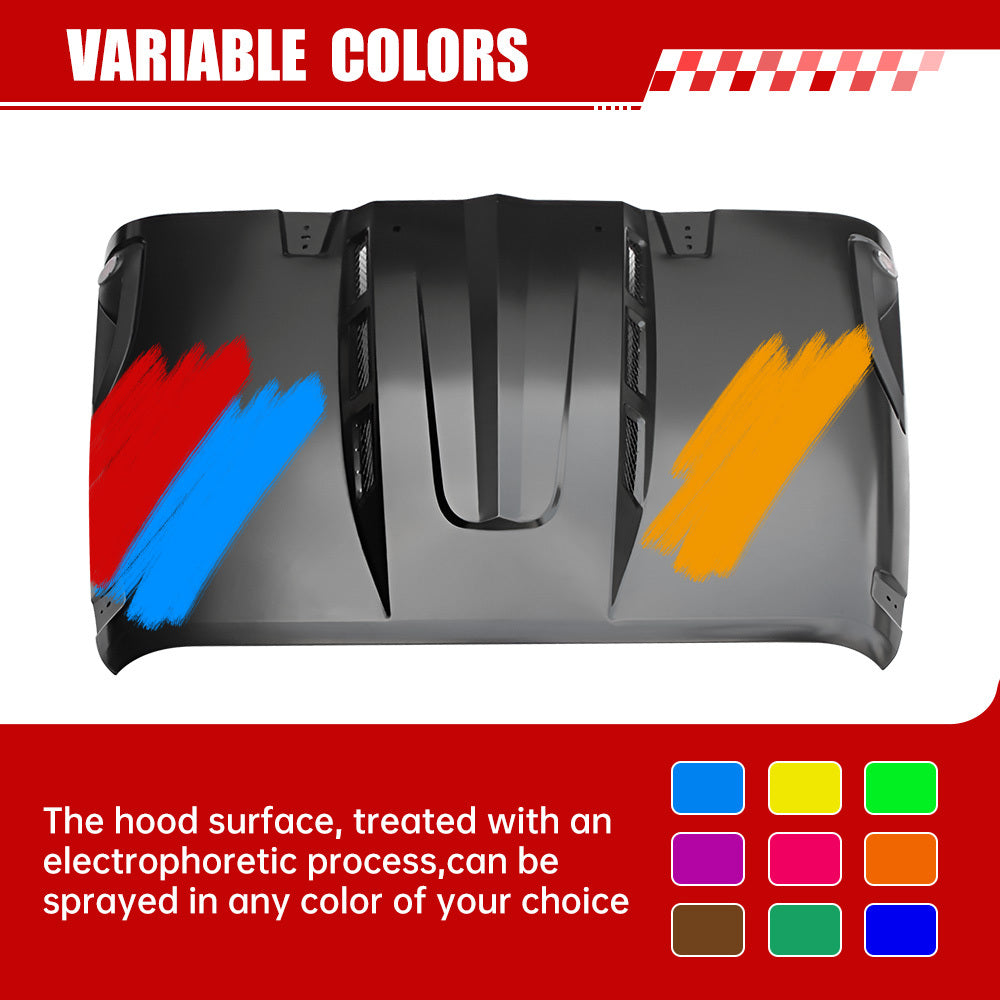 The Avenger Style Replacement Hood Compatible with 2007-2018 Jeep Wrangler JK JKU Unlimited Rubicon Black