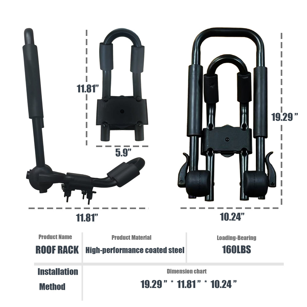 Kayak Roof Rack 2 Pairs J-Bar Carrier Holder for Canoe, SUV, Cars, Truck, Surf Ski, Car Top Mount Racks for Trip, Set of 4