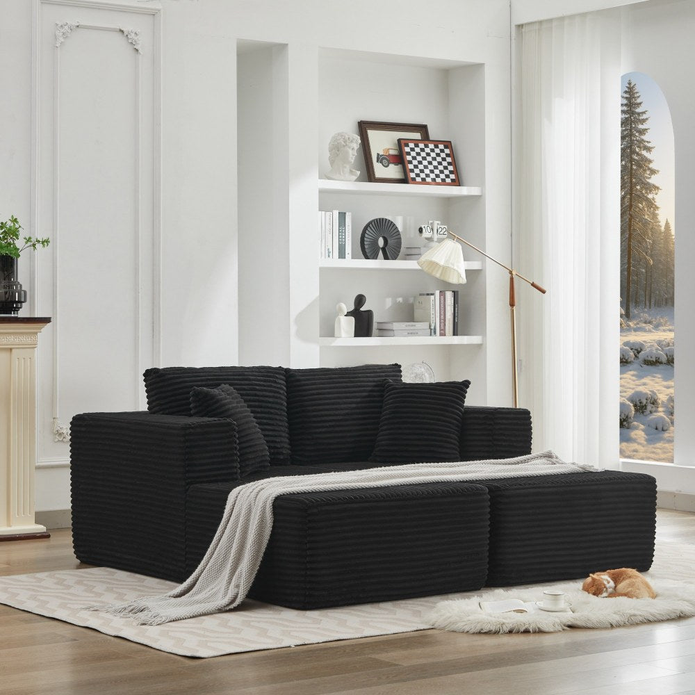 Modular Sectional Couches for Living Room: Single Seat (Black),Can extend an L-shaped sofa or transform it into a U-shaped sofa.