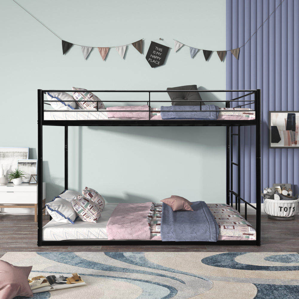 Metal Twin over Twin Bunk Bed with Vent Board/ Heavy-duty Sturdy Metal/ Noise Reduced/ Safety Guardrail/ CPC Certified