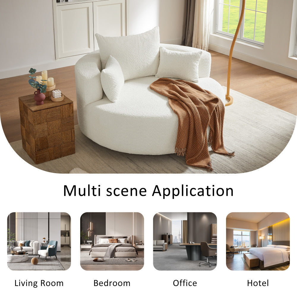360° Swivel Chair Accent Barrel Chair Swivel Round Sofa Chair with 3 Removable Pillows for Living Room, Bedroom, Office and Hotel,Beige