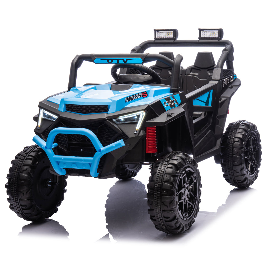 24V 400W Kids Ride On Electric UTV W/Parents Remote Control,Four-Wheel Suspension,LED Lights,Portable Handle,Advanced center panel with USB,MP3,Music,Bluetooth,,Power Display For Kids Aged 3+.