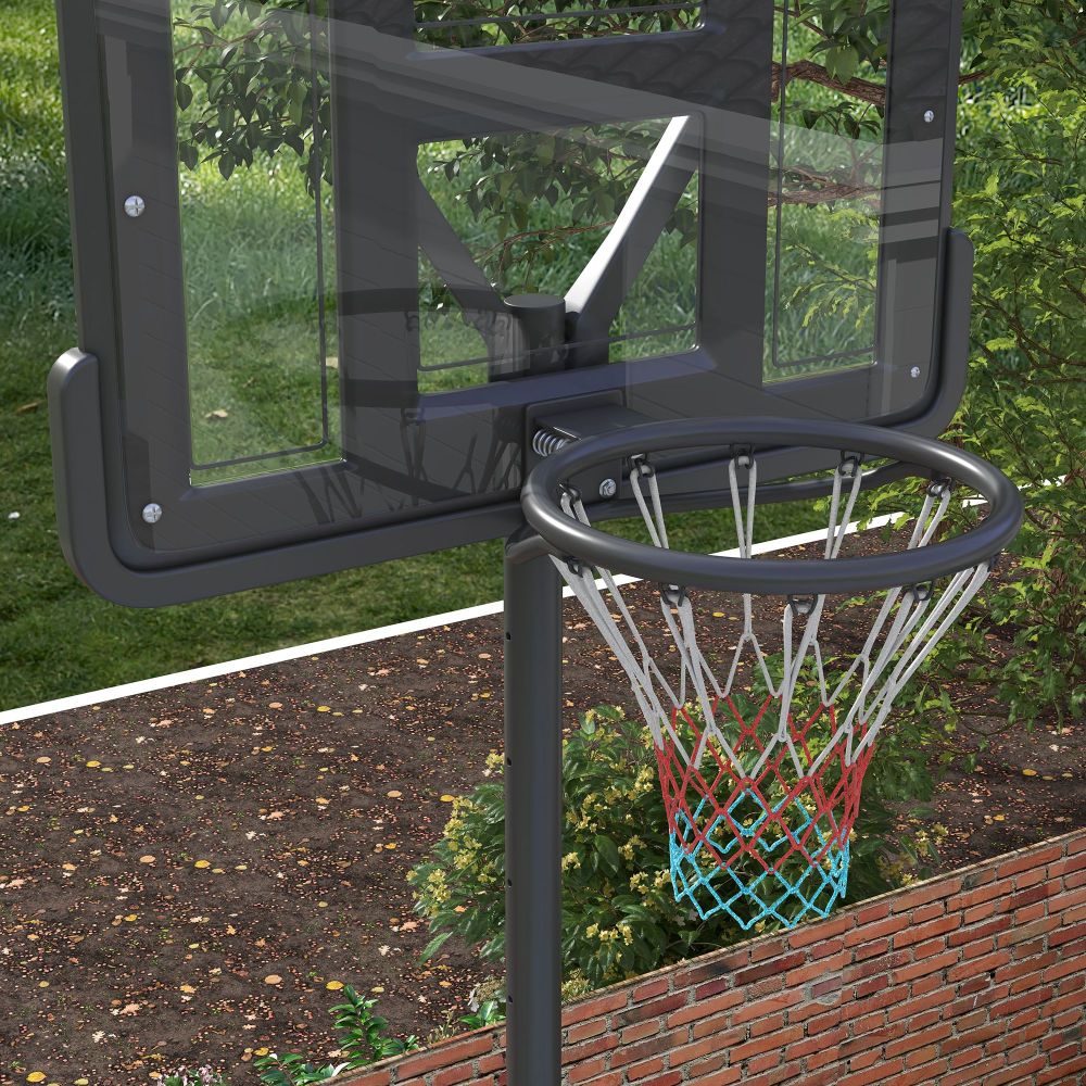 Soozier Portable Basketball Hoop, 7.5-10FT Height Adjustable Swimming Pool Basketball Goal with 43.25" Backboard, Wheels and Fillable Base, for Youth & Adults